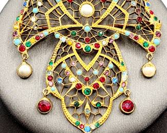 French rhinestone bow pin, circa 1930