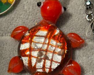 glass turtle pendant
