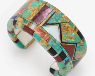 140. Native American Mosaic Overlay Organic Cuff