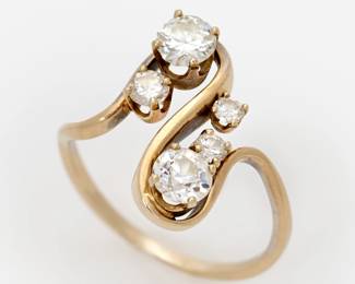 107. Diamond Freeform 14k Ring, 1.38 ctw, Sz. 8.5