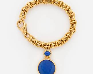 102. 18K Italian Agate Intaglio Link Bracelet by OWC