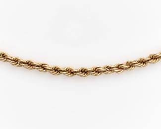 187. 14k Rope Chain Necklace, 27" long, 8.1 dwt.