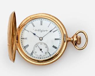 173.  14k Elgin Pocket Watch w/Floral Motif