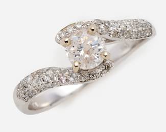 178.  18k Bypass Diamond Ring with 0.88 ctw, AIG Certified