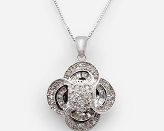 190. 14k Diamond Alhambra Pendant Necklace, OTC