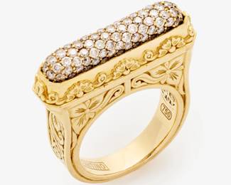 81. Konstantino 18k Flamenco Brown Diamond Bar Ring, 1.42 ctw.