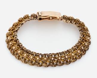 160. 10k Vintage Flower Link Bracelet, 23.8 dwt.