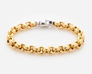 6.  18k Roberto Coin Rolo Link Two-Tone Bracelet, 8mm