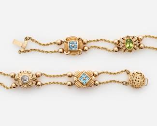 65. 14k Gemstone Diamond Slide Chain Bracelet, by Goldman Kolber + Joshua 