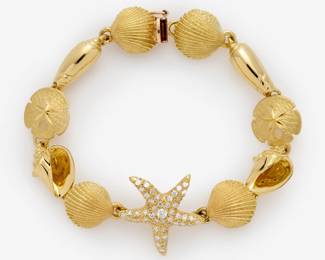 41. 18k Designer Diamond Seashell Themed Link Bracelet