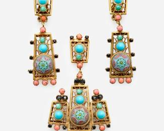 208.  Henry Schreiner Vintage 1950's Earrings + Pendant 