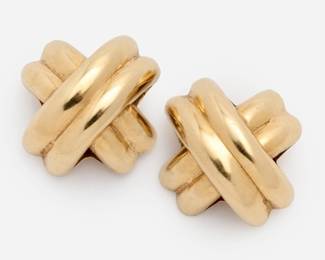 199. Peter Brams 14k Yellow Gold "X" Post Earrings
