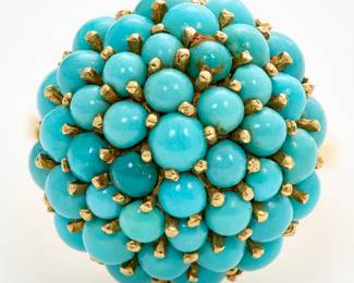 216.  18k Persian Turquoise Domed Cluster Ring, Sz. 6.25