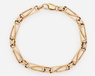 226. 14k Modern Panel Link Bracelet, 7.5" long, 7.4 dwt.