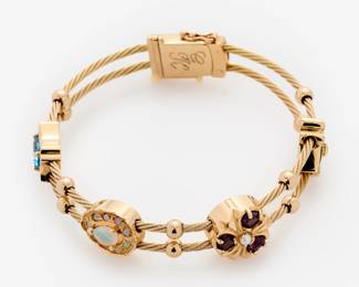 66. 14k Gemstone Diamond Slide Cable Bracelet, by Goldman Kolber + Joshua