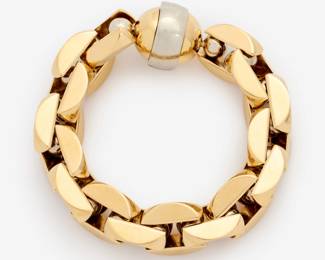 78. 18k Large Link Italian Bracelet w/ Two-Tone Ball Clasp, 57.5 dwt
