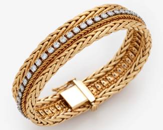 55. 14k Diamond In-Line Flexible Bracelet by David Friedman and Sons, 4.32 ctw.