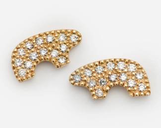 86. 14k 'Baby Bear' Diamond Pave' Earrings From The Golden Bear Vail, CO.