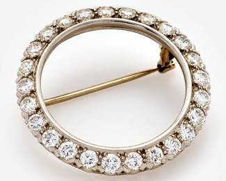 104. Platinum Diamond Circle Brooch, 2.75 ctw