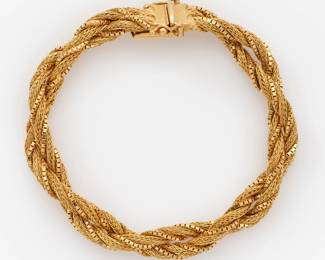 200.  18k Italian Double Twist Soft Bracelet, Marked 'RCV'