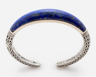 47. John Hardy Classic Chain Lapis Lazuli Hinged Cuff in Sterling