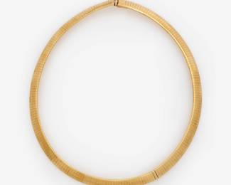 165. 14k Yellow Gold Omega Necklace, 8mm wide.
