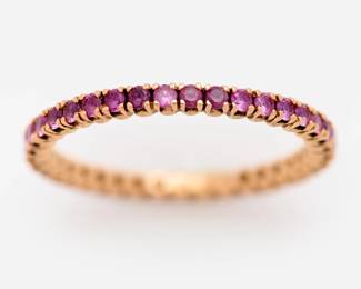 210.  18k Pink Sapphire Eternity Ring by Spark Creations, 1.50 ctw