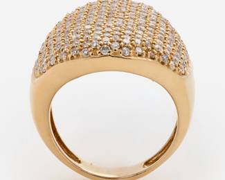 45. 14k Large Pave' Diamond Dome Ring by Sonia B. 3.75 ctw, Sz. 8