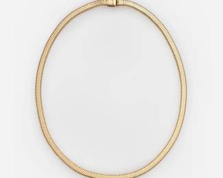 186.  14k Thick Squared Snake Chain Necklace, 14.75" long, 26.6 dwt.