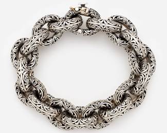 82. Sterling Konstantino Chunky Etched Link Bracelet 