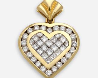 170. 18k Diamond Heart Shaped Pendant, 3.42 ctw.