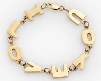 13. 14k Designer "I LOVE YOU" Link Bracelet