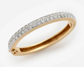 163. 14k Hinged Bangle Bracelet, 2.20 ctw