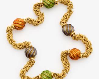 36. 18k Ruven Perelman Enameled Station Necklace