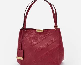 49. Burberry Embossed Leather Small 'Canterbury Tote' w/ Pouch, in Peony Rose