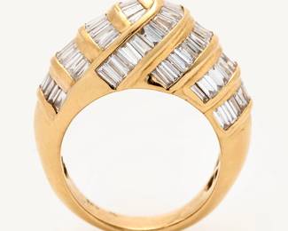 62. 18k Designer Diamond Baguette Ring w/ Twisted Knot Design, 5.4 ctw