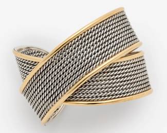 32. David Yurman Origami Crossover Large Cuff Bracelet, Sterling 18k