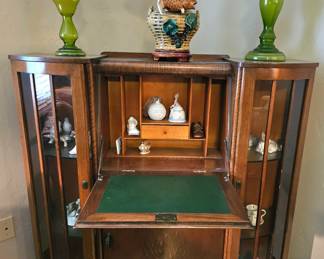 1920 era Fabulous Art Deco style Drop down Desk Display Cabinet.