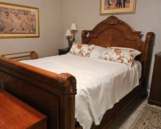 Queen Bed. No mattress, but has base