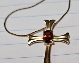 14kt Gold Cross and Chain 
