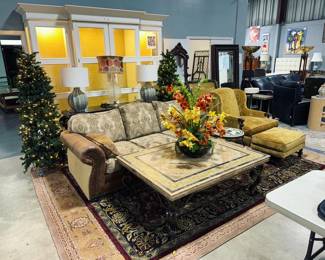 Massoud Sofa, Coffee Table, Lamps and Christmas Decor Orlando Estate Auction