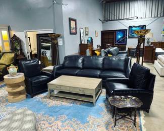 Hancock & Moore Leather Sofa, Pottery Barn Leather Recliners , Coffee Table and Side Tables Orlando Estate Auction