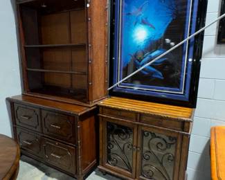 Sligh Bamboo Hutch, Cabinet and Wylan Art Orlando Estate Auction