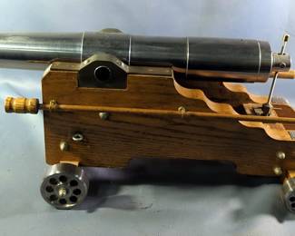 Fireable Black Powder Scale Model Of U.S. Naval Cannon, Unknown Bore, Approx 23" Long Barrel, Approx 26" Long On Carriage