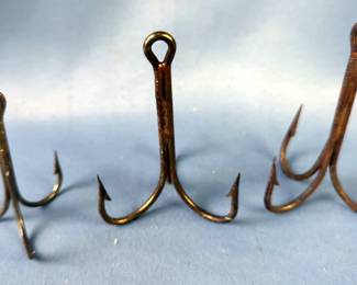 Metal Fishing Hooks, Various Sizes And Styles, Qty 17