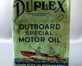 Vintage Duplex Outboard Special Motor Oil, One Quart, Some Contents, Local Pickup Only 