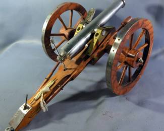 Fireable Black Powder Scale Model Of Civil War Era 8-Pounder Cannon, Approx 13" Barrel, Approx 22.5" Overall Length x 12" Wide