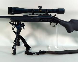 New England Firearms Pardner Handi Rifle .223 REM Rifle SN# NR333875, Bipod, BSA Platinum 36x44 Scope, And Padded Nylon Sling
