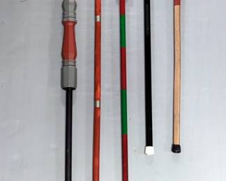 Walking Sticks And Canes With Various Styled Handles And Designs, Lengths Range 38" To 58.5", Total Qty 5 