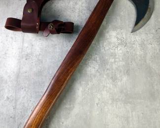 Hand Forged Viking Style Beard Axe, 5" Blade Length, 21" Handle, With Leather Sheath